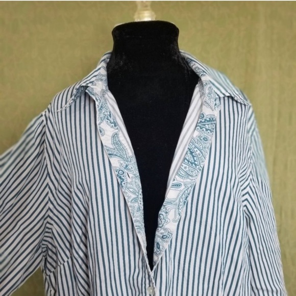 Jones NY Cotton Stripe w Paisley Inner - Picture 5 of 9